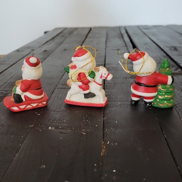 Set of 3 Vintage Kitsch Santa Claus Christmas Decor Ceramic Hand Painted Home - Picture 5 of 5